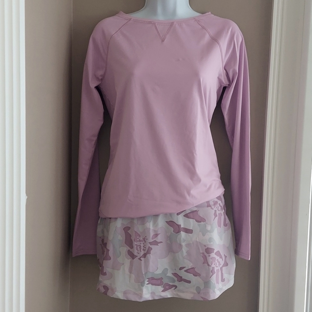 Fila Love Actually tennis golf long sleeve top and skirt set - pink floral - XS